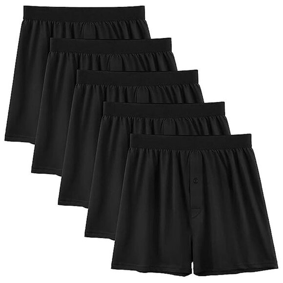 Men's Underwear Boxer Soft Cotton Knit Mens Boxer Shorts Black